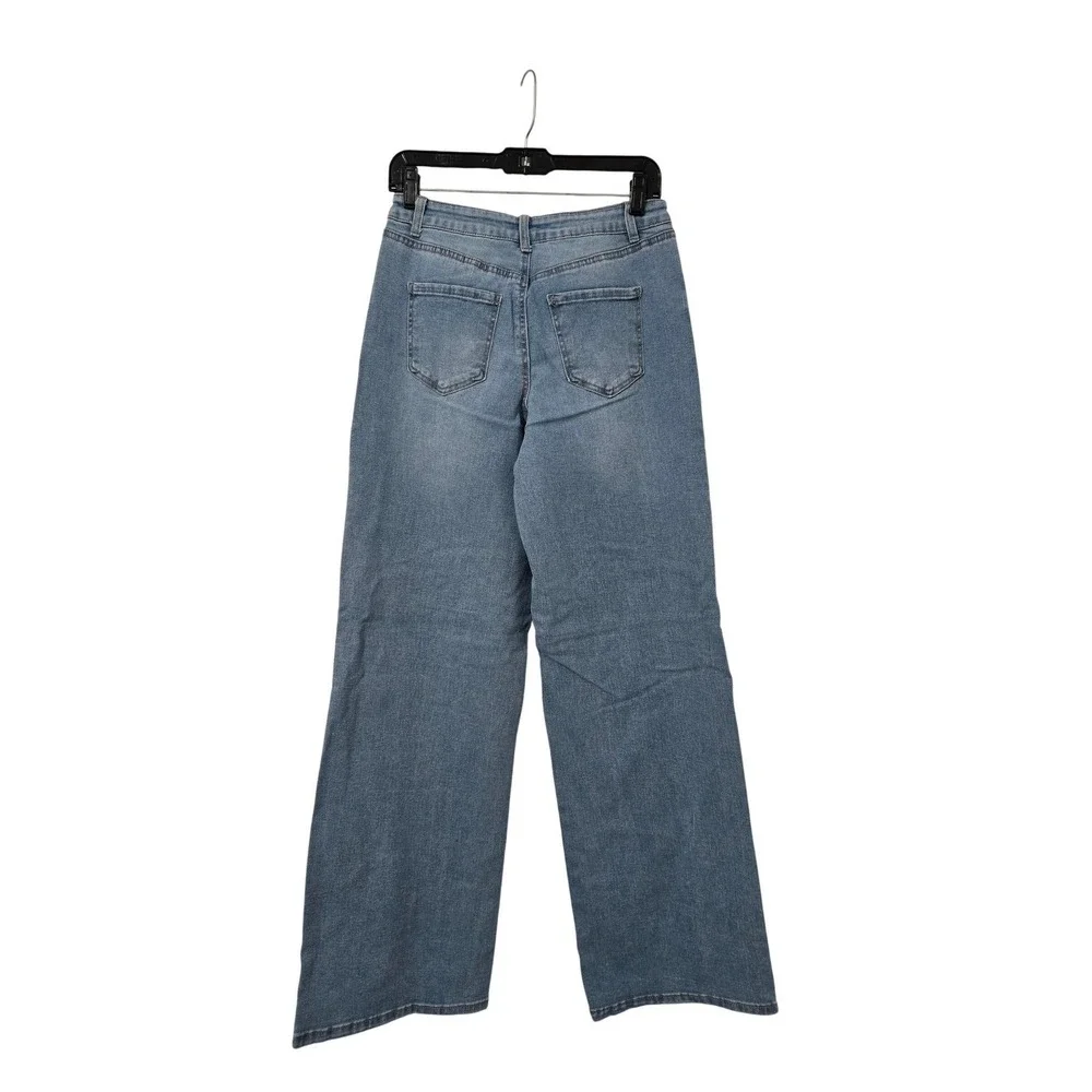 Refuge Denim High Rise Stretch Wide Leg Jeans Light Wash Women Size 7 - Picture 5 of 7